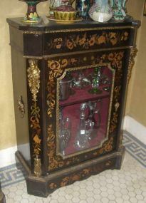 Marquetry Inlaid one Glass Door Cabinet with Ormolu