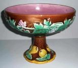 Majolica compote with fruit & leaves