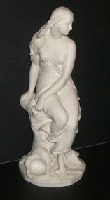 Minton fine Parian Ware Art Nouveau figural statue of lady with sea shells
