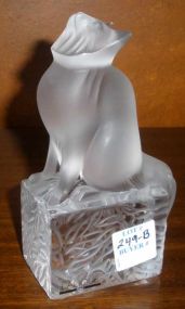 Lalique/France Crystal Seated Frosted Cat