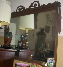 Large mahogany mirror with drapery sides