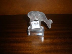 Lalique/France Frosted Deer on Clear Glass Pedestal