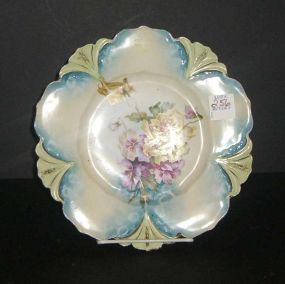 Hand painted plate with scalloped edges & flowers