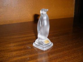 Fostoria Satin Glass Penguin on Vase
