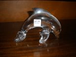 Val St. Lambert Large Clear Crystal Dolphin