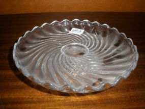 Baccarat/France Clear Press Swirl Glass Low Compote