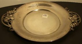 Handled sterling silver tray w/gray leaf motif