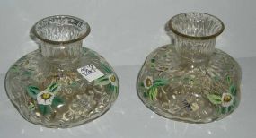 Pair of clear Victorian art glass vases