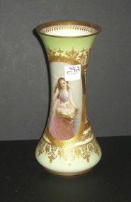 Royal Vienna portrait vase, lady with baby cherubs