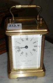  Pierre Jacot Paris France Brass and Glass Carriage Clock