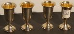 Set of 4 Sterling Silver Liquor Glasses