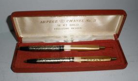 Arpege Channel No. 5 Perfume Writing Pens w/14k Gold