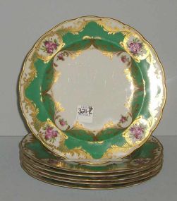 Six Crescent China Plates with Gold Trim