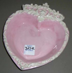 Pink Heart Dish with White Carved Border