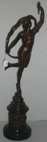 Female Nude Bronze Carrying Torch