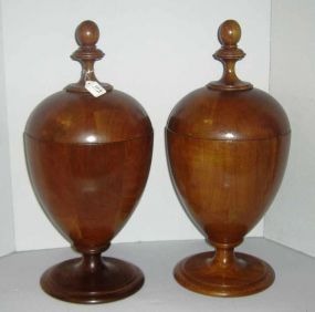 Pair of Walnut Urn Shaped Knife Boxes
