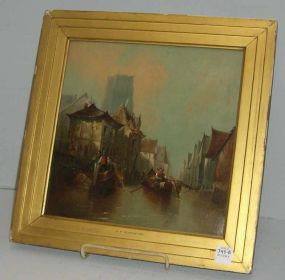 Picture - Oil on Board Canal Scene by R. P. Bonington 