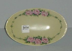  Austria hand painted oval relish dish with pink roses