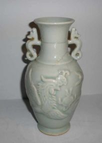 Celadon Glaze Bottle Figural Vase