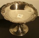 Silver plated compote w/applied floral