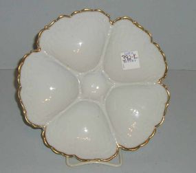 Limoges Oyster Plate In Ivory with Gold Trim
