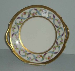 Pickard Cake Plate with Ribbon and Floral Band Signed E.T. Tolpin (1910-1918)