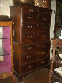 Mahogany 8 Drawer Chest on Chest