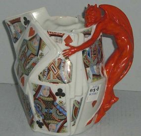 Royal Bayreuth Water Pitcher w/Red Devil Handle
