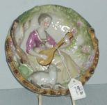 Staffordshire Wall Plaque Woman w/Sheep