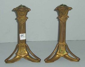 Pair of Bronze Candleholders