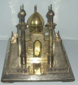 Large silver plated architectural mosque with onion dome