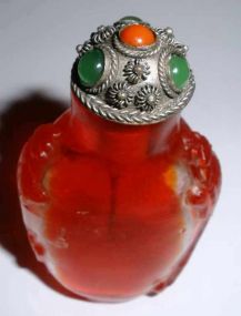 Peking Snuff Bottle with Jewel Stopper