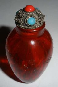 Peking Snuff Bottle with Jeweled Stopper