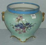 Hand painted footed planter with flowers