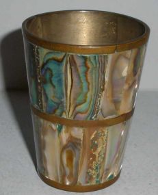 Large Brass Frame Jigger w/Mother of Pearl Inlay