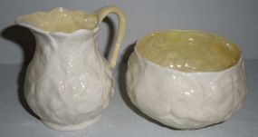 Belleek Cream and Sugar with 4th Green Mark 1946-55.