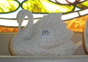 White Plaster Swan Planter