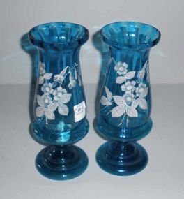 Pair of Blue Sapphire Glass Vases