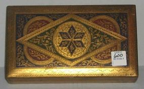 Wooden Gilt and Enamel Card Box