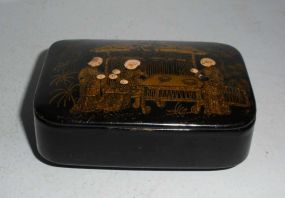 Papier Mache' In Ebonized Box