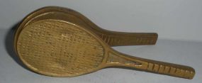 Brass Tennis Racket Shape Desk Paperweight