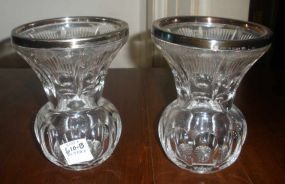 Pair of Clear Bulls Eye Cut Crystal Vases