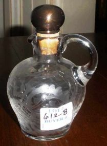 Small Engraved Glass Cruet with Silver Stopper