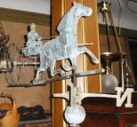 Copper Weather Vane of Horse Pulling Sulky with Driver