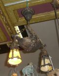 Harrison Co. 2 Light Bronze Art Nouveau Chandelier