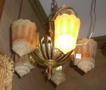 Art Deco 5 Slip Chandelier/Phoenix Glass