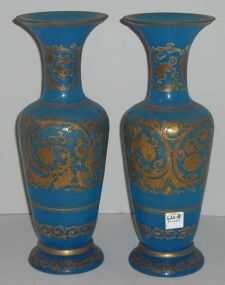 Pair of Blue Glass French Empire Vases