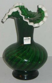 Fenton Emerald Crest Ruffle Top Vase