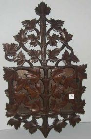 Pierced Carved Leaves and Branches Wall Hanging Pocket