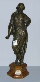 Bronze Lady Statue on Marble Base